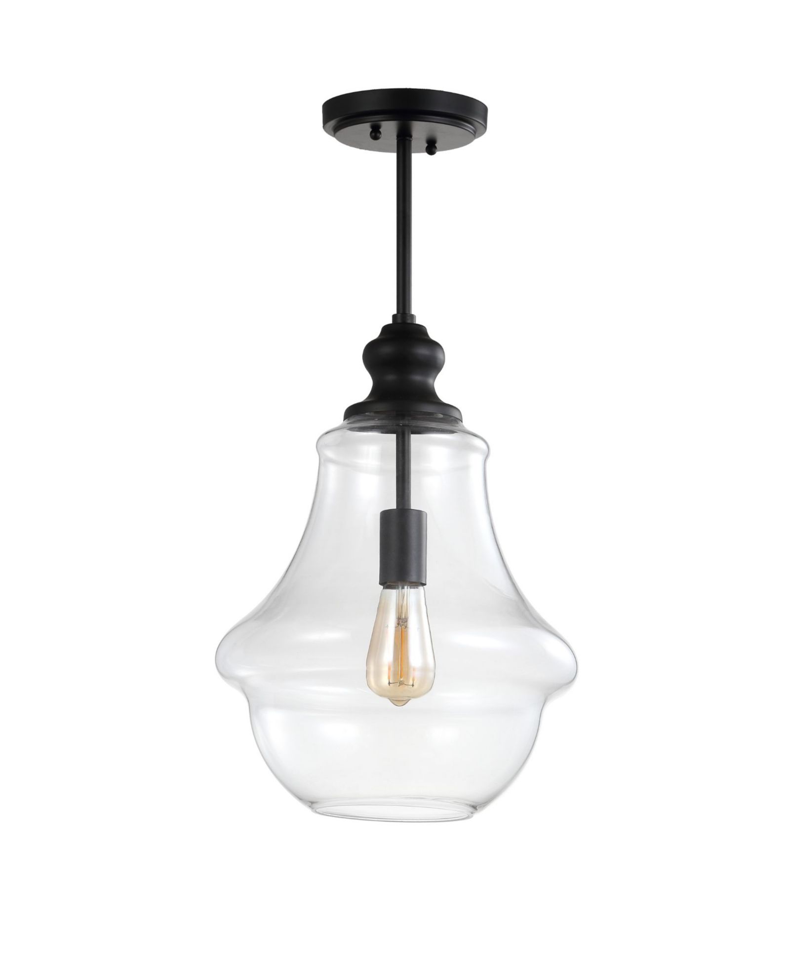 JONATHAN Y Adam 12" Adjustable Metal/Glass LED Pendant