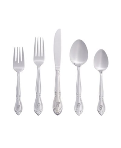 Riverridge Rose 46 Piece Monogrammed Flatware Set - P, Service for 8