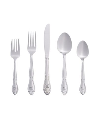 Riverridge Rose 46 Piece Monogrammed Flatware Set - W, Service for 8