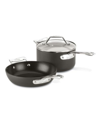 All-Clad Essentials набор сковородок с антипригарным покрытием Hard Anodized, 2-предметная сковорода и сотейник с крышкой