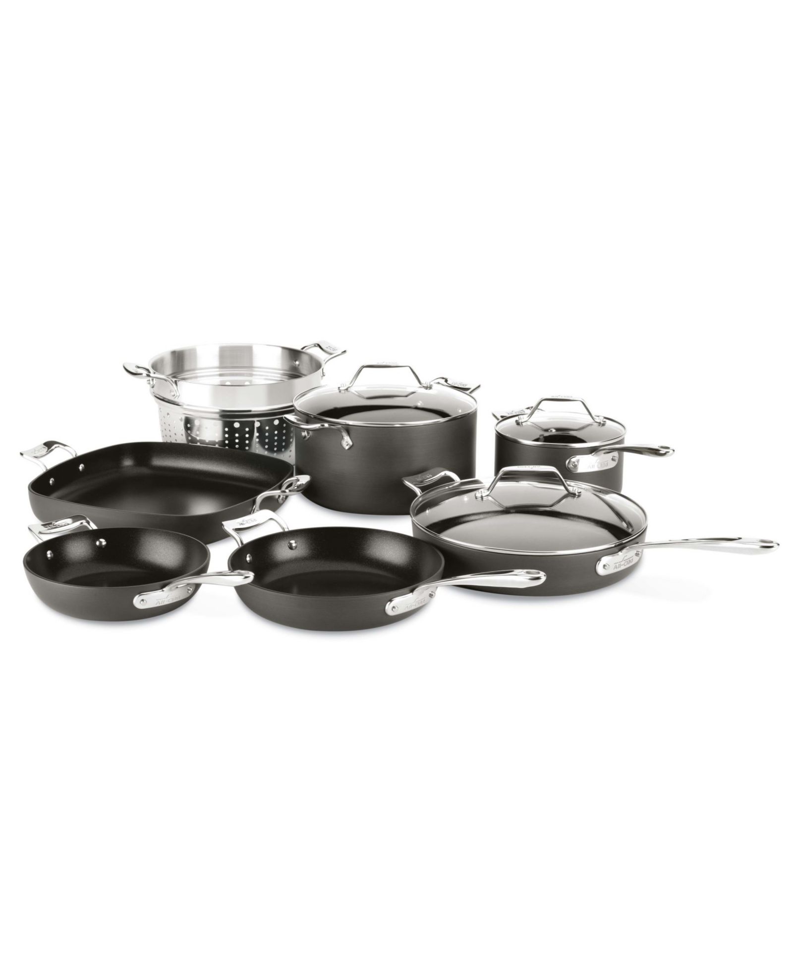 All-Clad Essentials Hard Anodized Nonstick Cookware Set, 10 piece