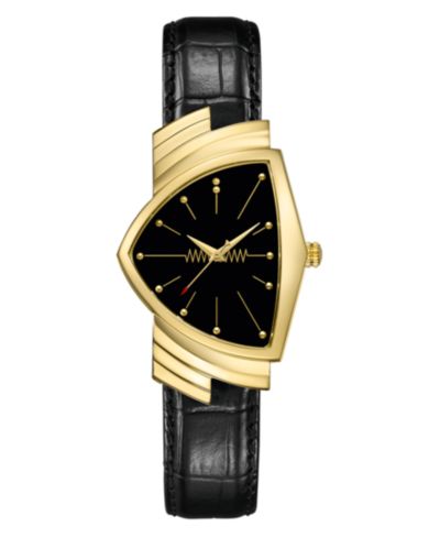 Унисекс часы Hamilton Swiss Ventura Black Leather Strap 32.3x50.3mm