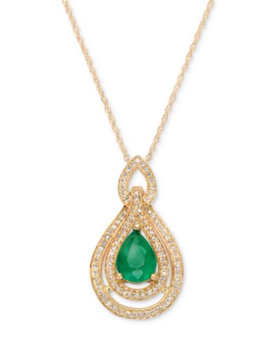 Sapphire (1-1/4 ct. t.w.) & Diamond (1/4 ct. t.w.) 18" Pendant Necklace in 14k White Gold (Also available in Tanzanite, Emerald and Ruby)