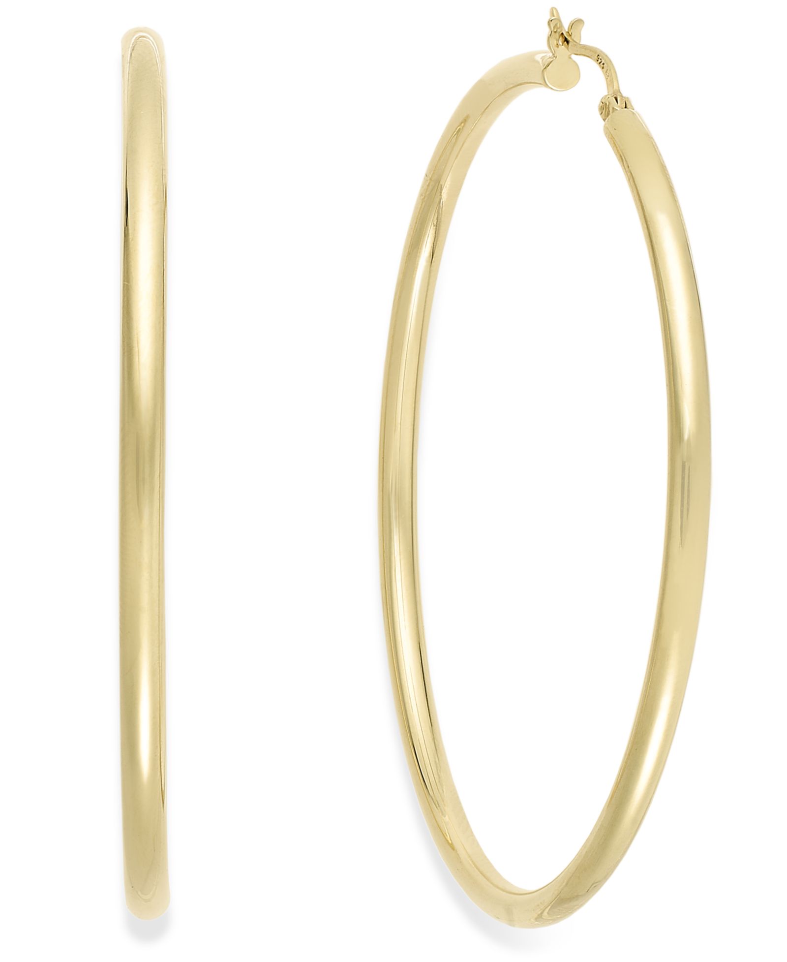 Round Hoop Earrings in 14k Gold Over Silver