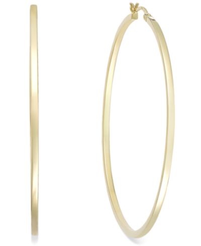 Серьги-кольца Square Tube из золота 14k Gold Vermeil, 60mm