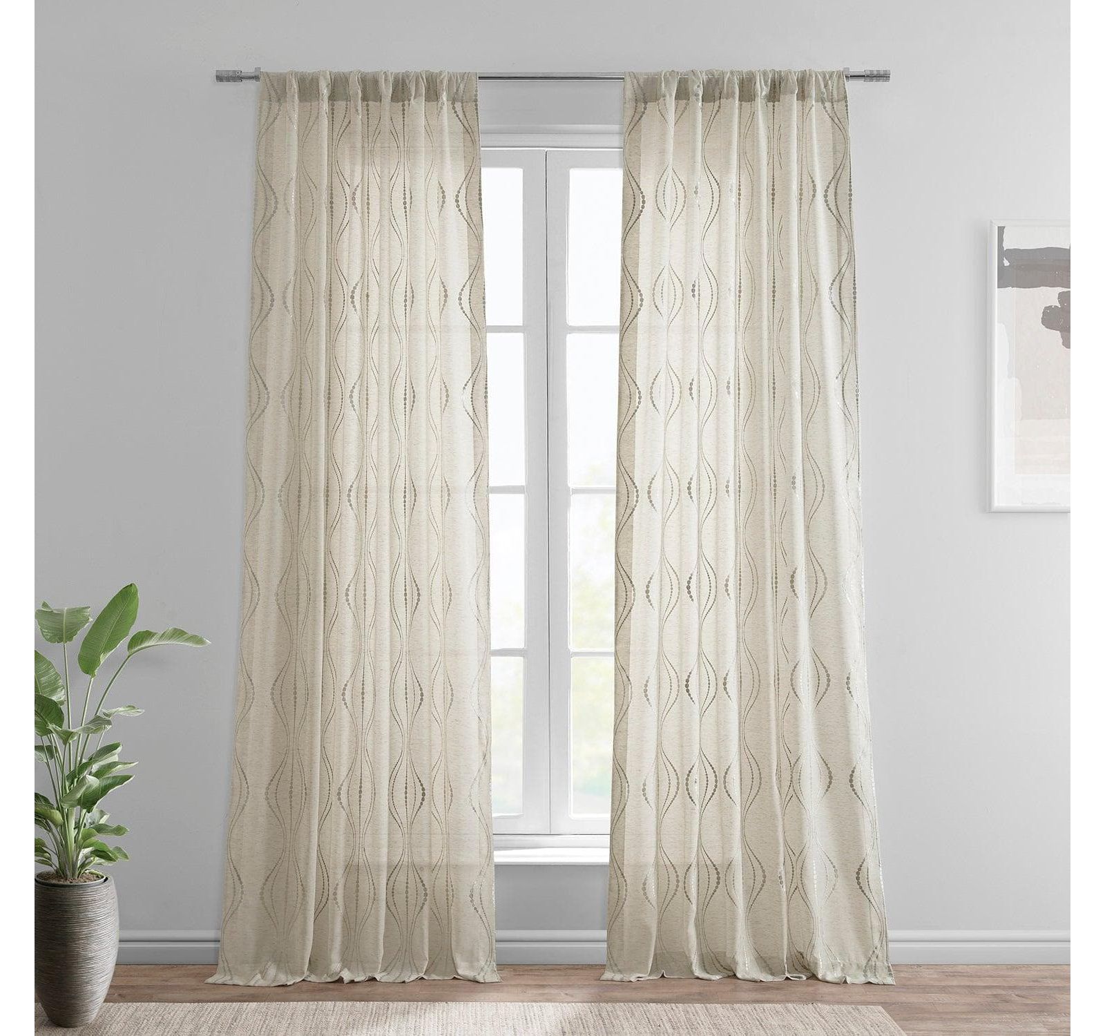 Полупрозрачная тюль Half Price Drapes с вышивкой и полосатым узором