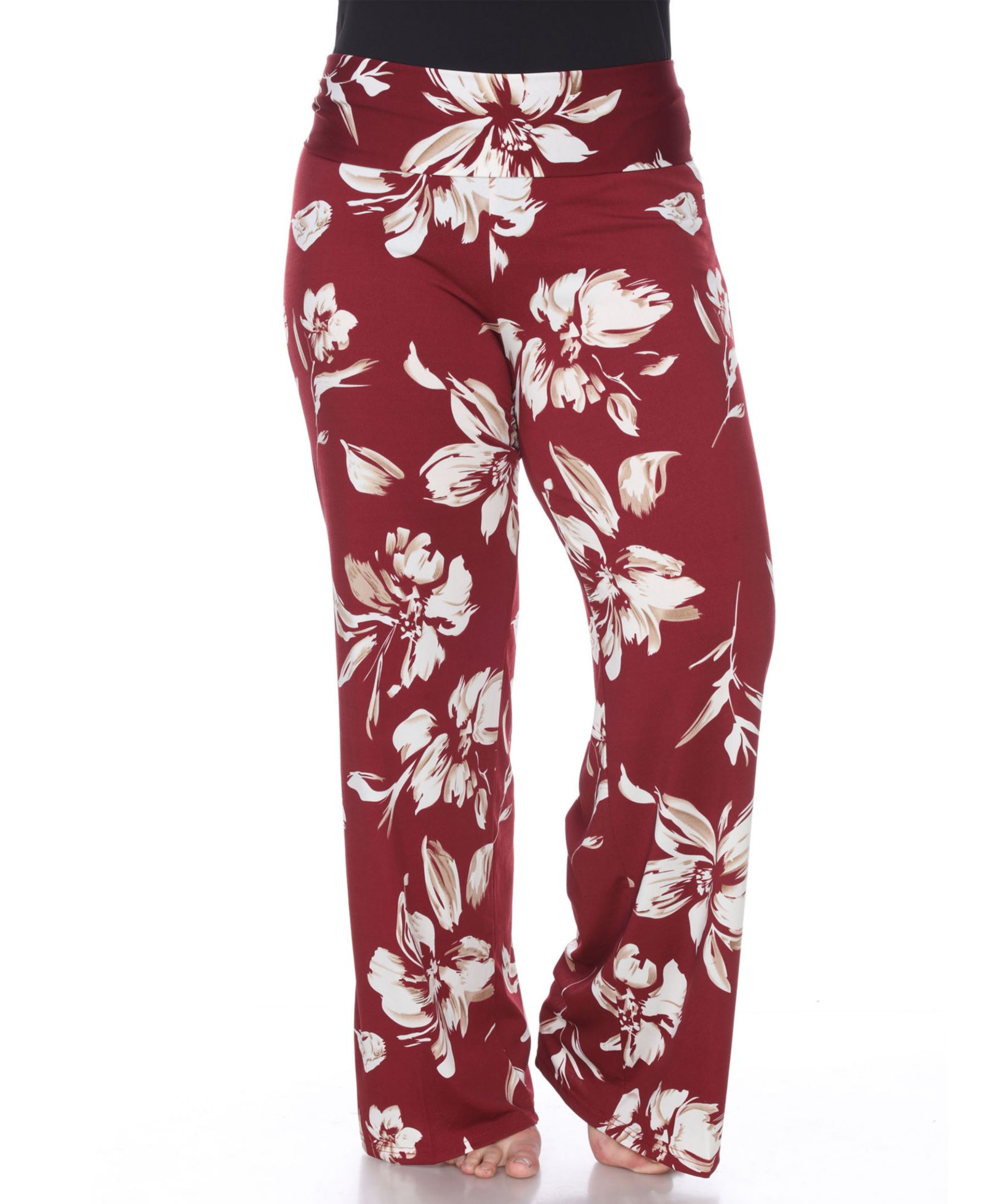 White Mark Plus Size Floral Wide Leg Palazzo Pants