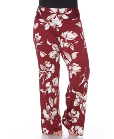 White Mark Plus Size Floral Wide Leg Palazzo Pants