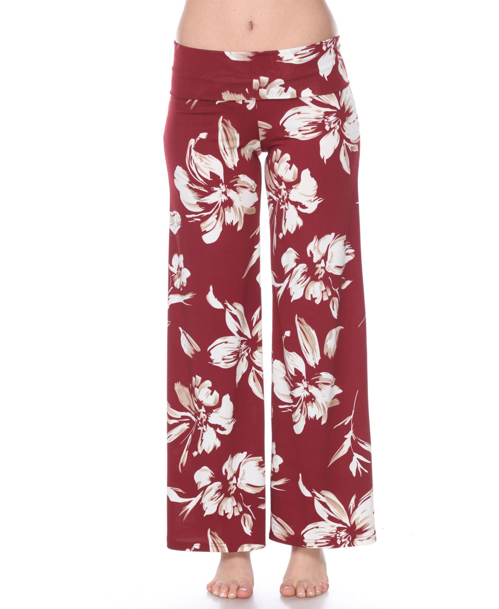 White Mark Flower Print Palazzo Pants
