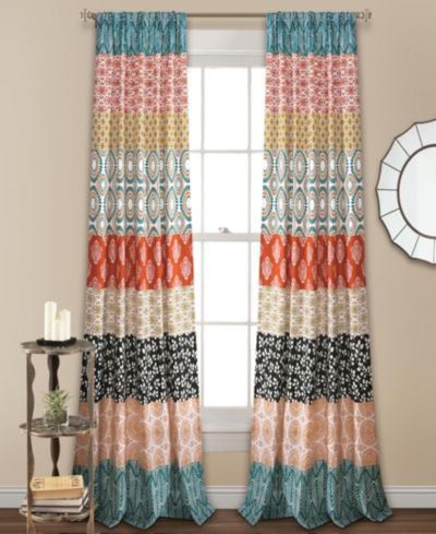 Lush Decor Bohemian Stripe Window Curtain Panels, Pair 52" W x 84" L - Light Filtering Curtains for Bedroom - Boho Curtains - Maximalist Decor