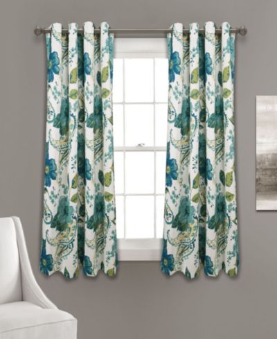 Lush Decor Floral Paisley Room Darkening Window Curtain Panels Pair  - Floral Curtains for Bedroom - Cottage Living Room Curtains