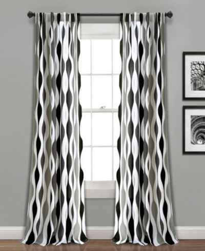 Lush Decor Mid Century Geo Room Darkening Window Curtain Panels Pair 52"W x 84"L - Curtains for Living Room - Vintage Drapes