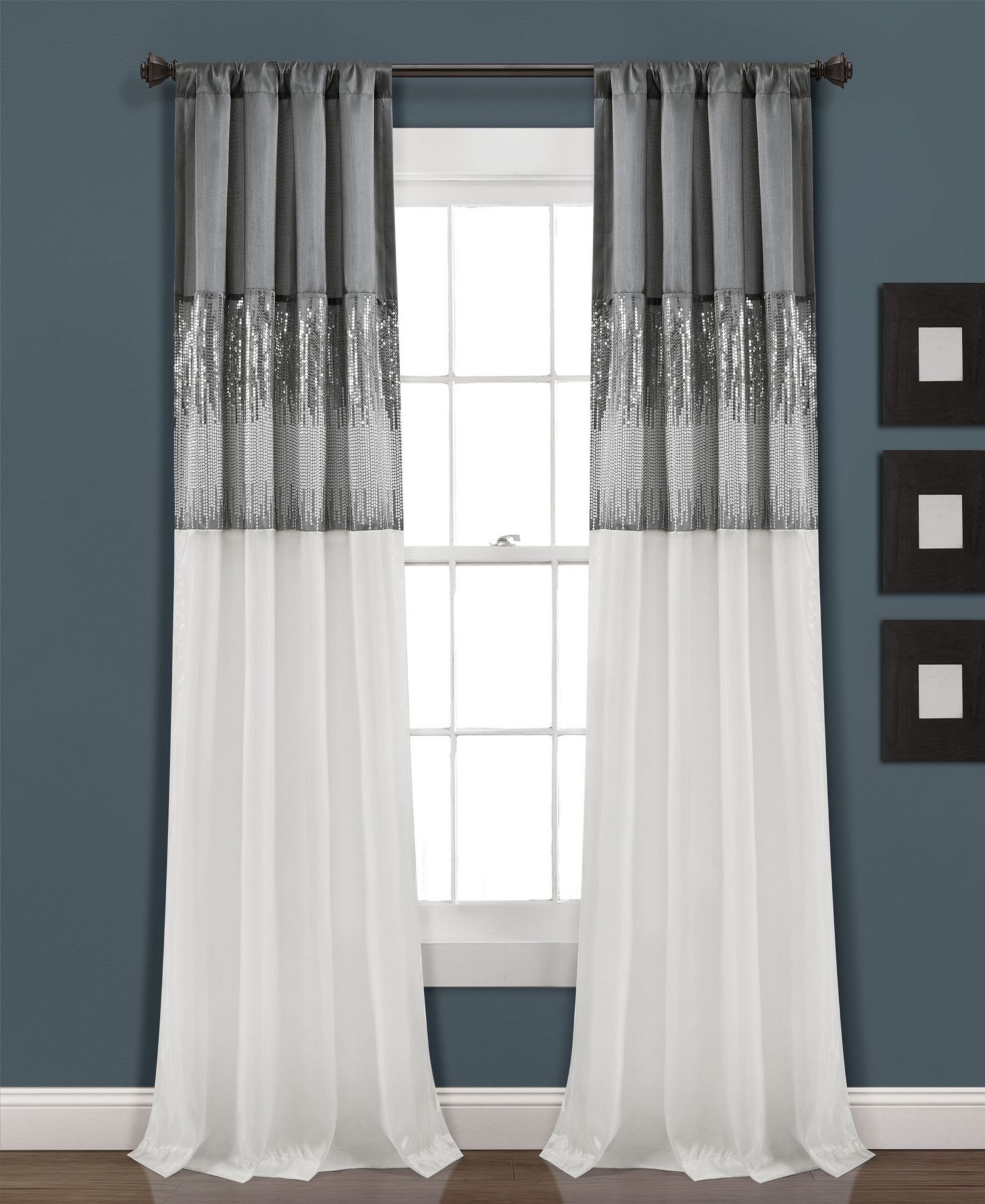 Lush Decor Night Sky Sequin Room-Darkening Window Curtain Panel, 42" x 84"
