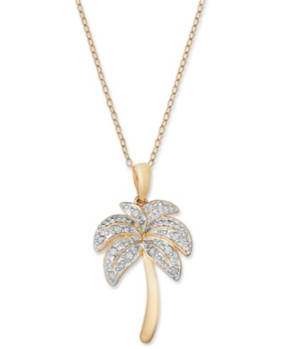 Подвеска Diamond Palm Tree из 18k Gold over Sterling Silver