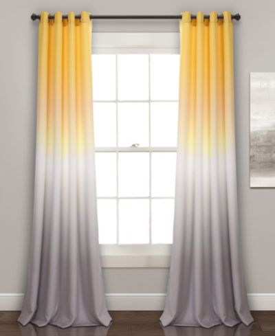 Lush Decor Umbre Fiesta Room Darkening Window Curtain Panels Pair 52"W x 84" L Yellow & Gray - Ombre Curtains for Bedroom - Room Darkening Curtains
