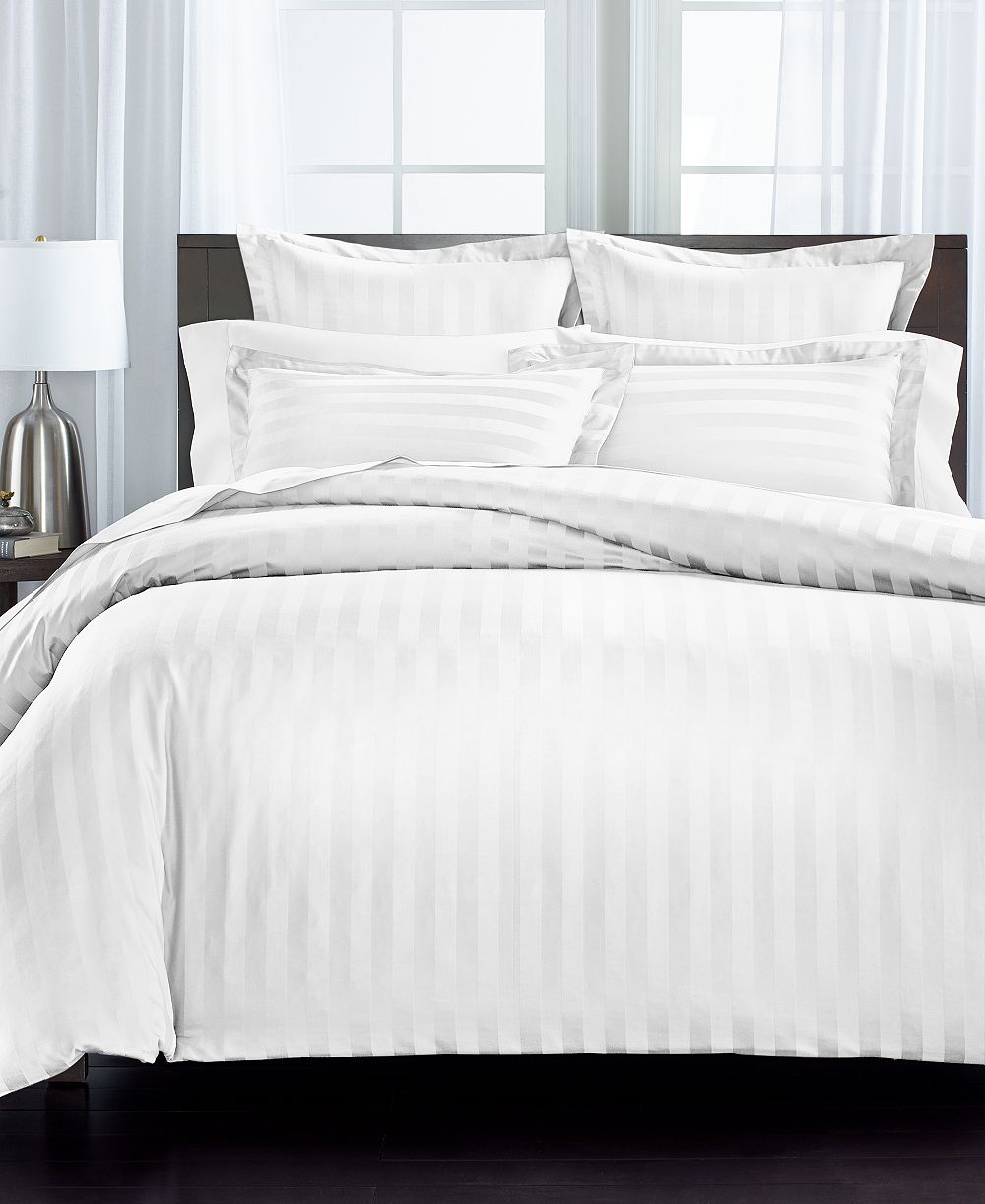 Charter Club 1.5" Stripe 550 Thread Count 100% Cotton 3-Pc. Duvet Cover Set, King, Exclusively at Macy’s