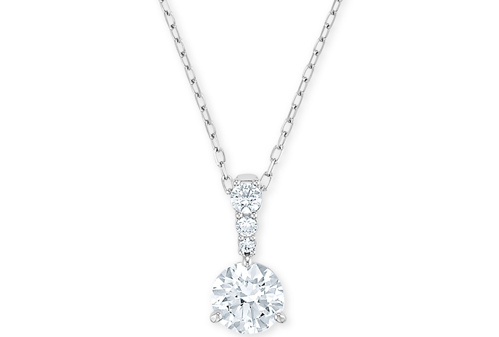 Подвеска-ожерелье Swarovski Silver-Tone Crystal Solitaire, 14-7/8" + 2" extender