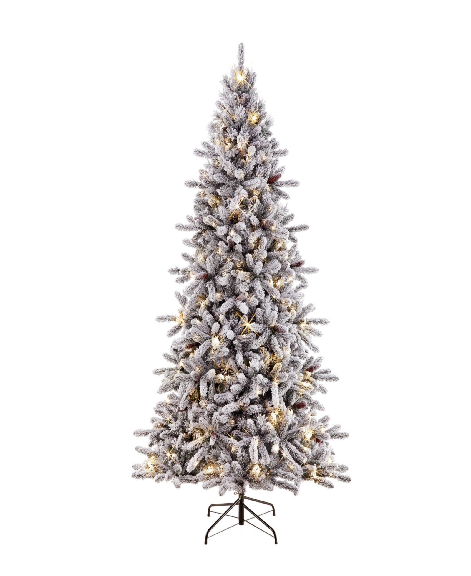 Puleo 6.5FT Pre-Lit Flocked Birmingham Fir Artificial Christmas Tree