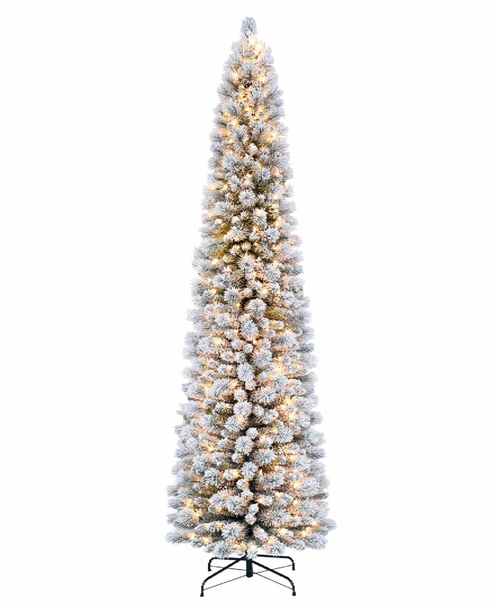 Puleo 9FT Pre-Lit Flocked Patagonia Pine Pencil Artificial Christmas Tree