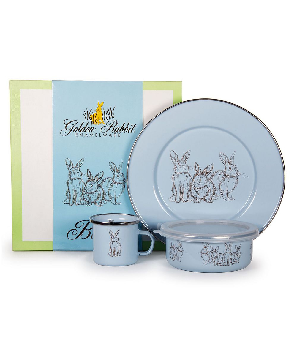 Детский набор посуды Golden Rabbit Bunnies, эмалированный, 3 предмета
