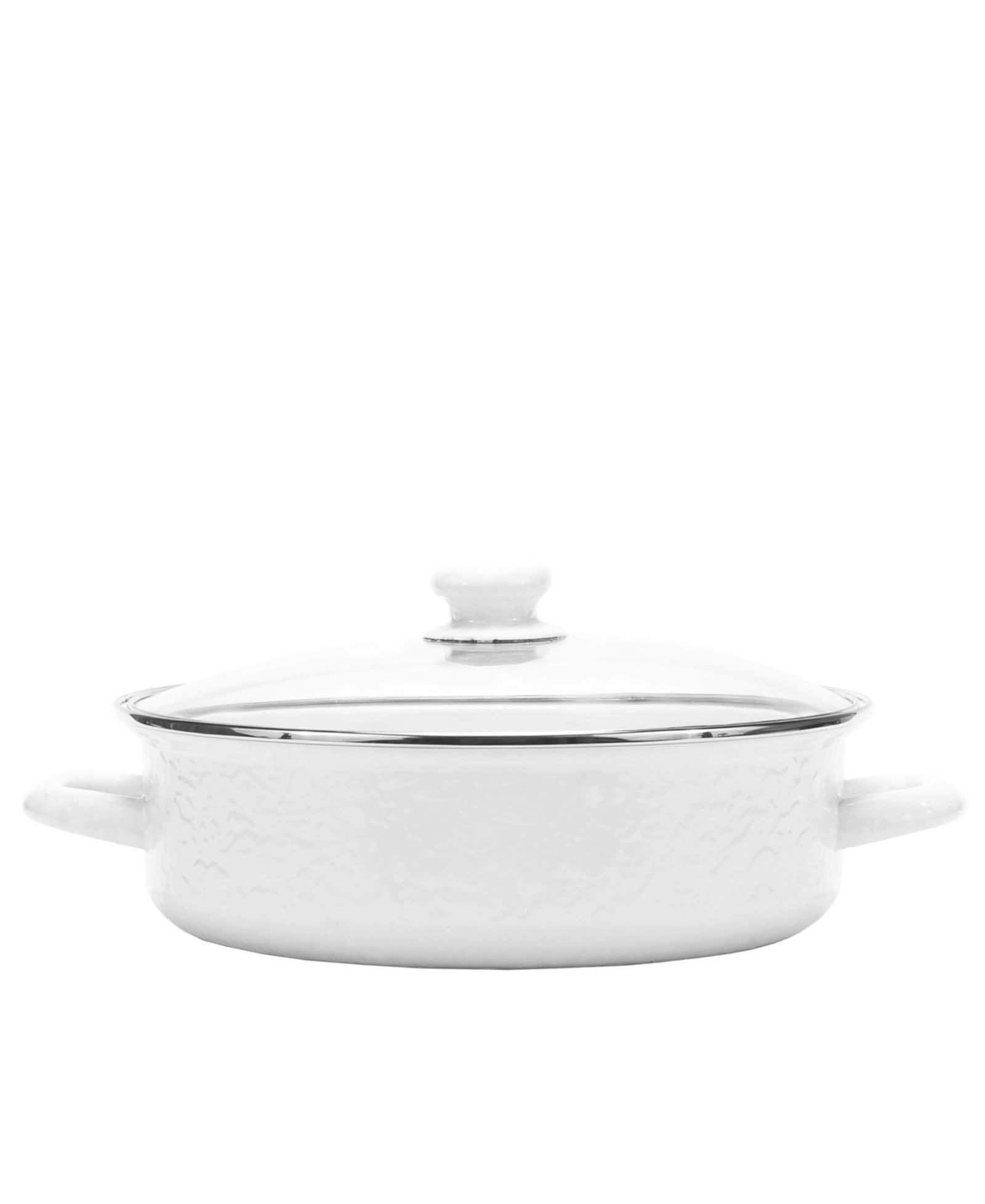 Golden Rabbit Solid White Enamelware Collection 5 Quart Saute Pan