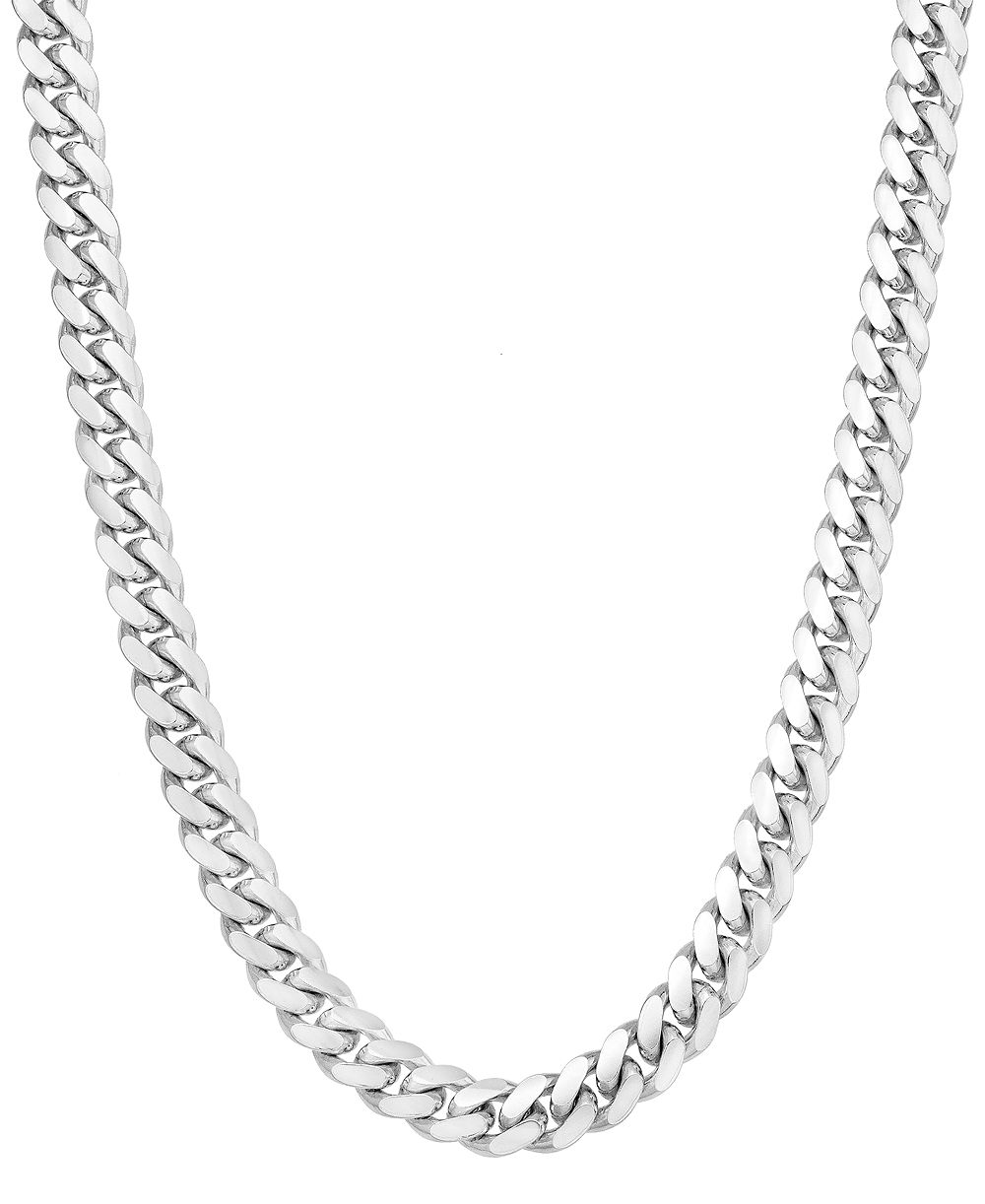 Мужская цепь-ожерелье Italian Gold Solid Cuban Link 24" в серебряном покрытии