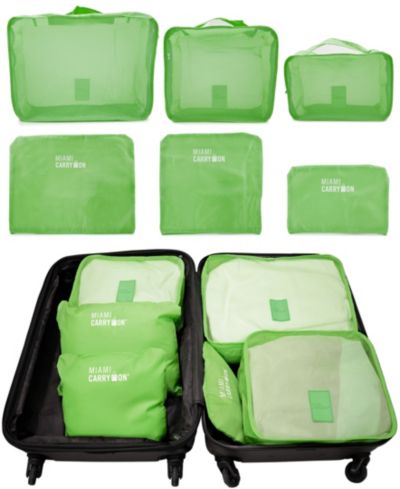 Miami CarryOn Set of 6 Neon Packing Cubes and Laundry Pouches, Traveler's Luggage Organizer