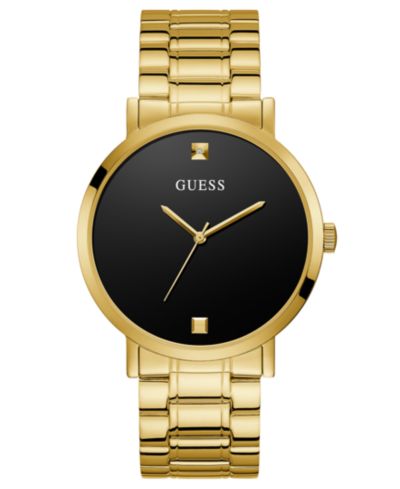 GUESS Men's Diamond-Accent Gold-Tone Stainless Steel Bracelet Watch 44mm