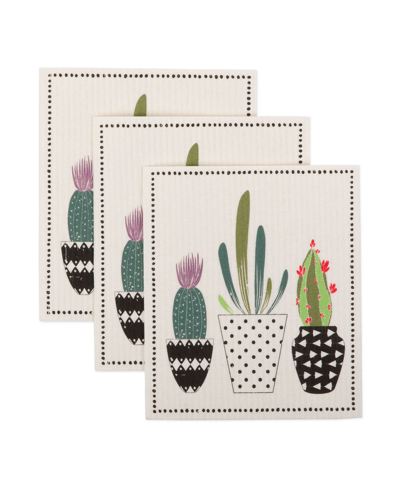 Набор шведских кухонных салфеток Design Imports Succulents, 3 шт