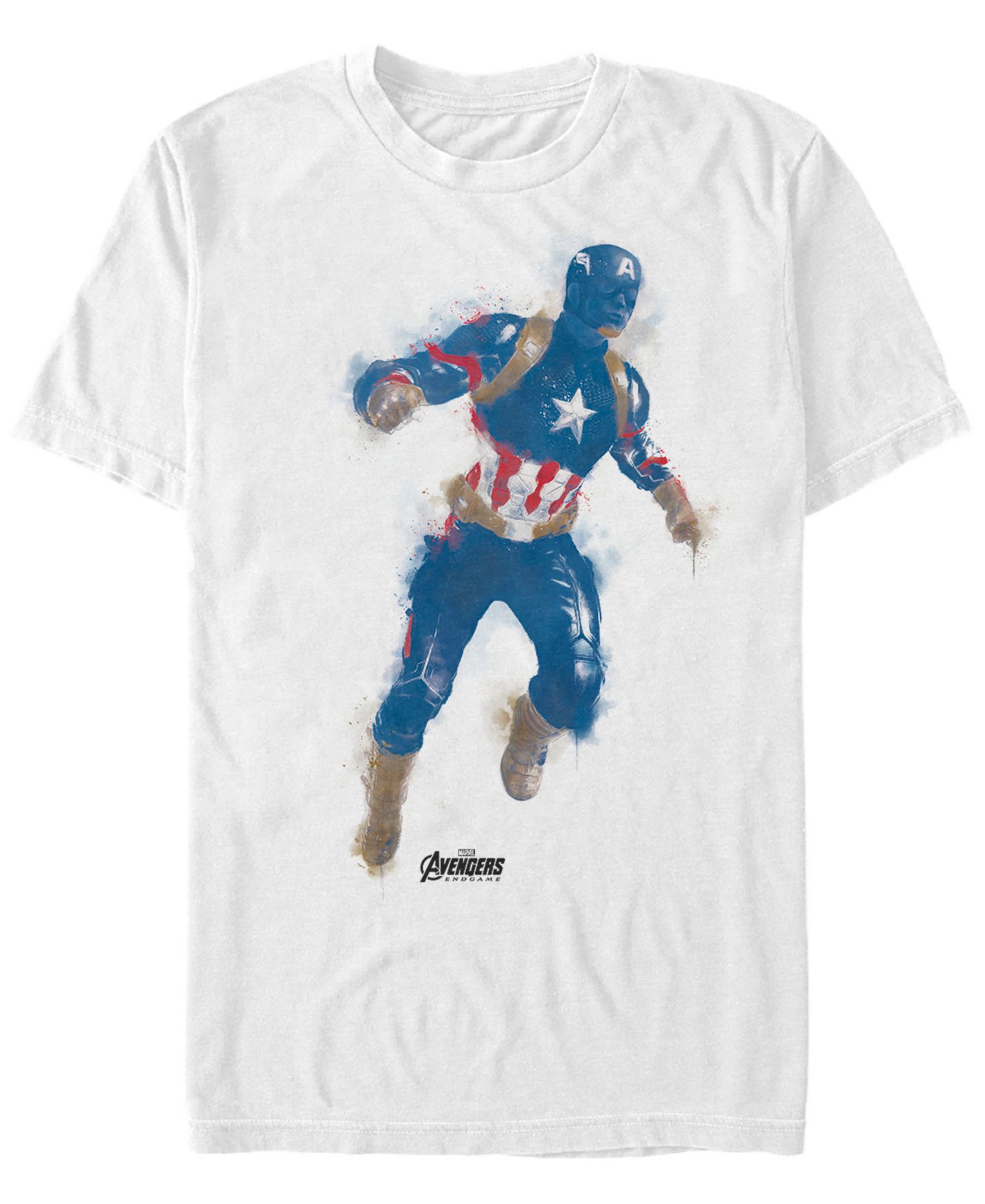 Marvel Men's Avengers Endgame Watercolor Painted Captain America Short Sleeve T-Shirt