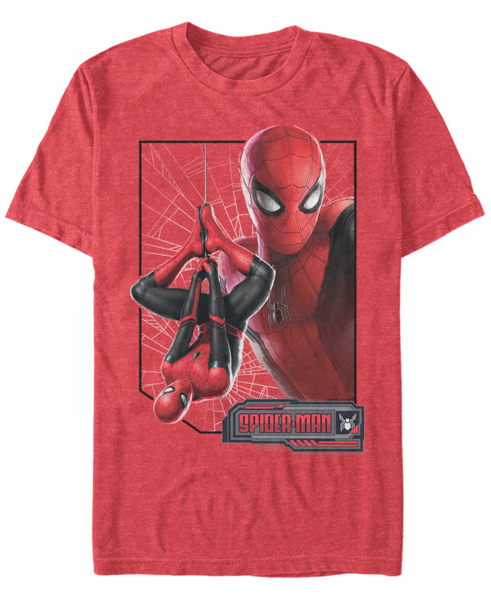 Marvel Men's Spider-Man Upside-Down Profile Spider-Man Short Sleeve T-Shirt