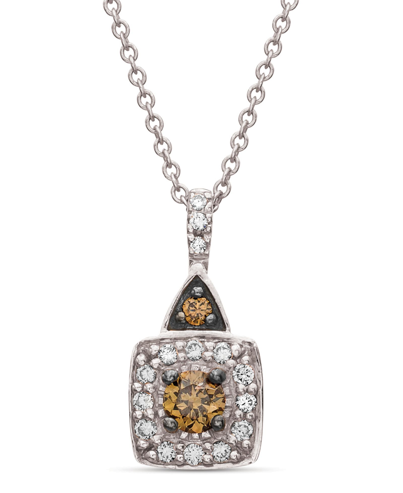 Chocolate by Petite Le Vian® Chocolate and White Diamond (1/4 ct. t.w.) Square Pendant in 14k Rose Gold, Yellow Gold or White Gold