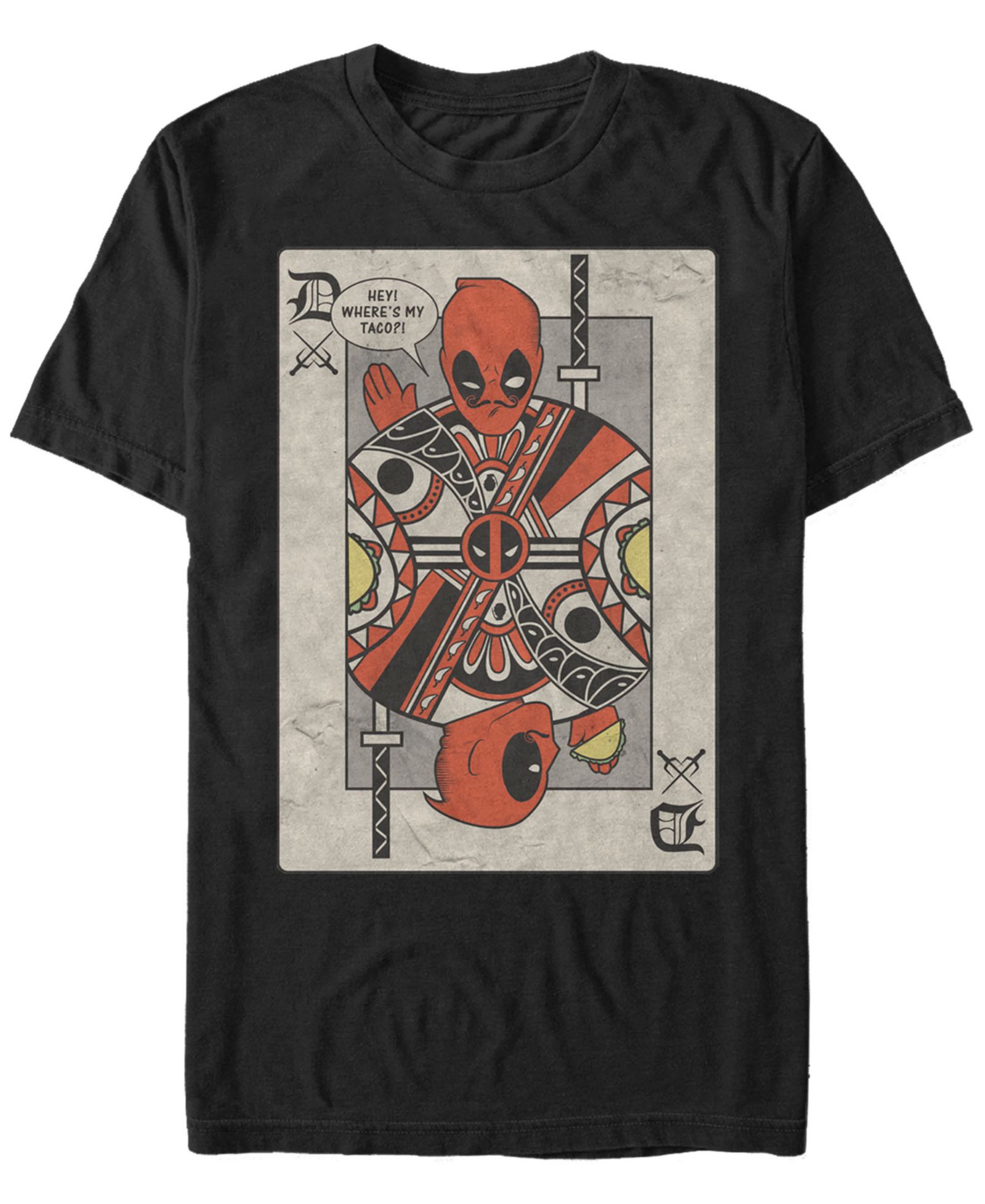 Мужская футболка Marvel Comic Collection Deadpool Playing Card Tacos Short Sleeve