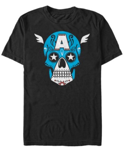 Marvel Мужская футболка с принтом Captain America Sugar Skull Short Sleeve