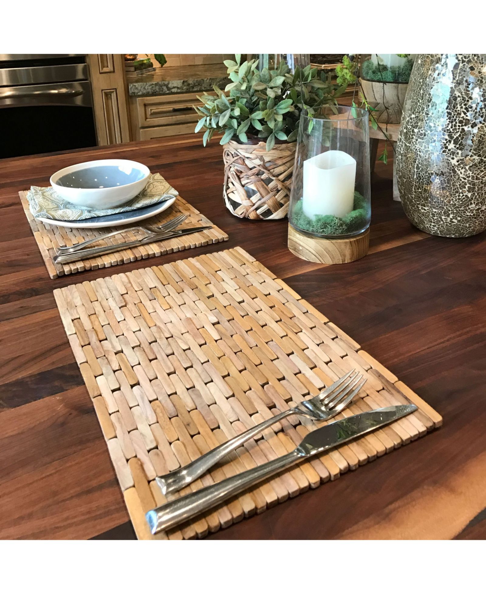 Hip-o Modern Living Teak Placemats, Set Of 2