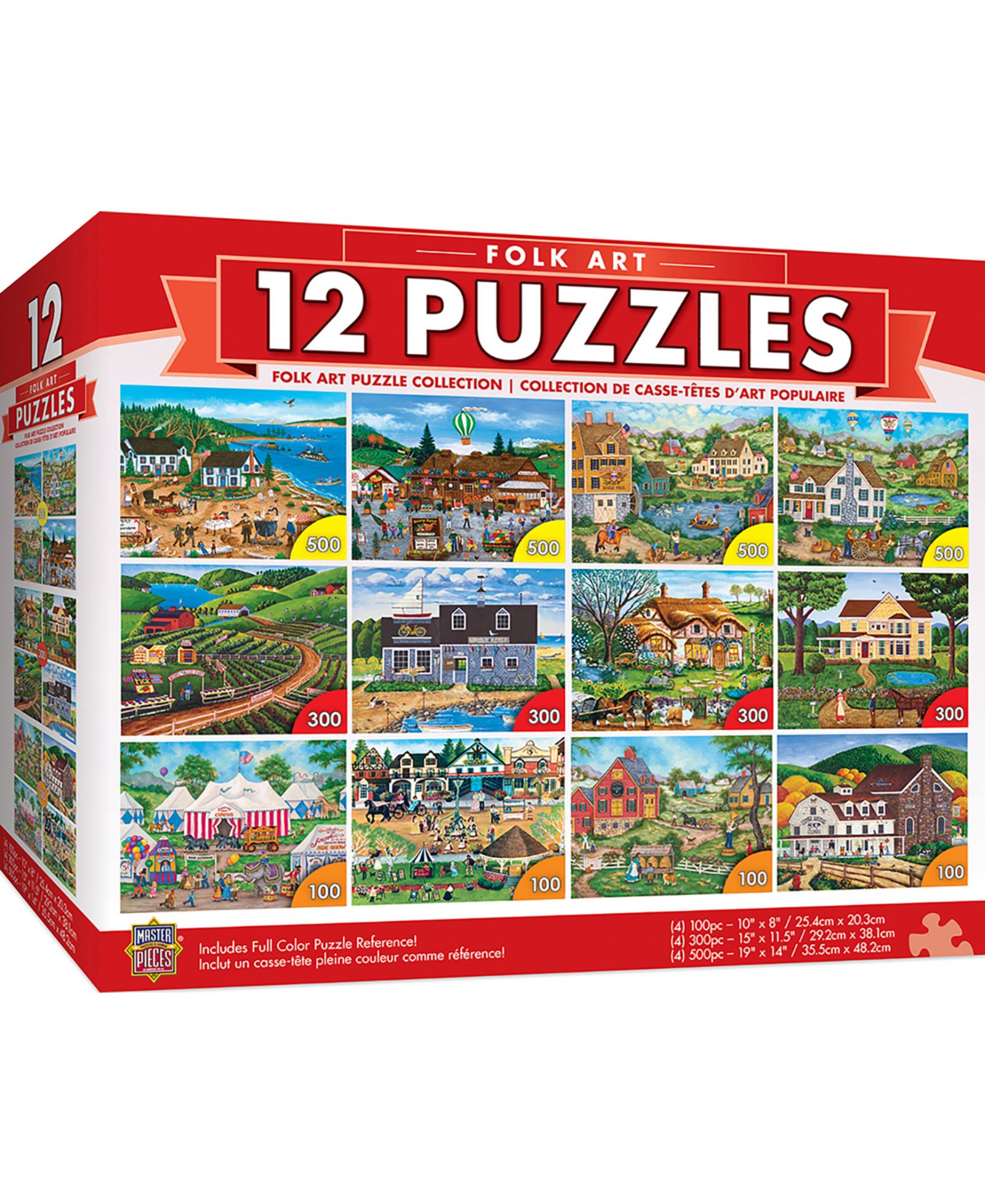 Пазл MasterPieces Folk Art Jigsaw Puzzle Collection, 12 Pack