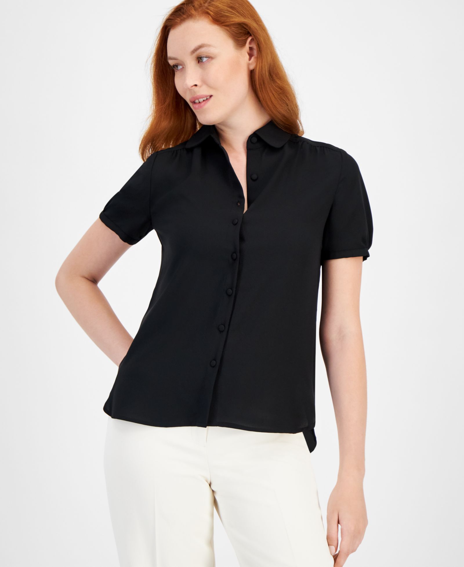 Женская блузка Anne Klein Cap-Sleeve Button-Up