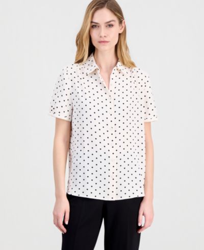 Женская блузка Anne Klein Cap-Sleeve Button-Up