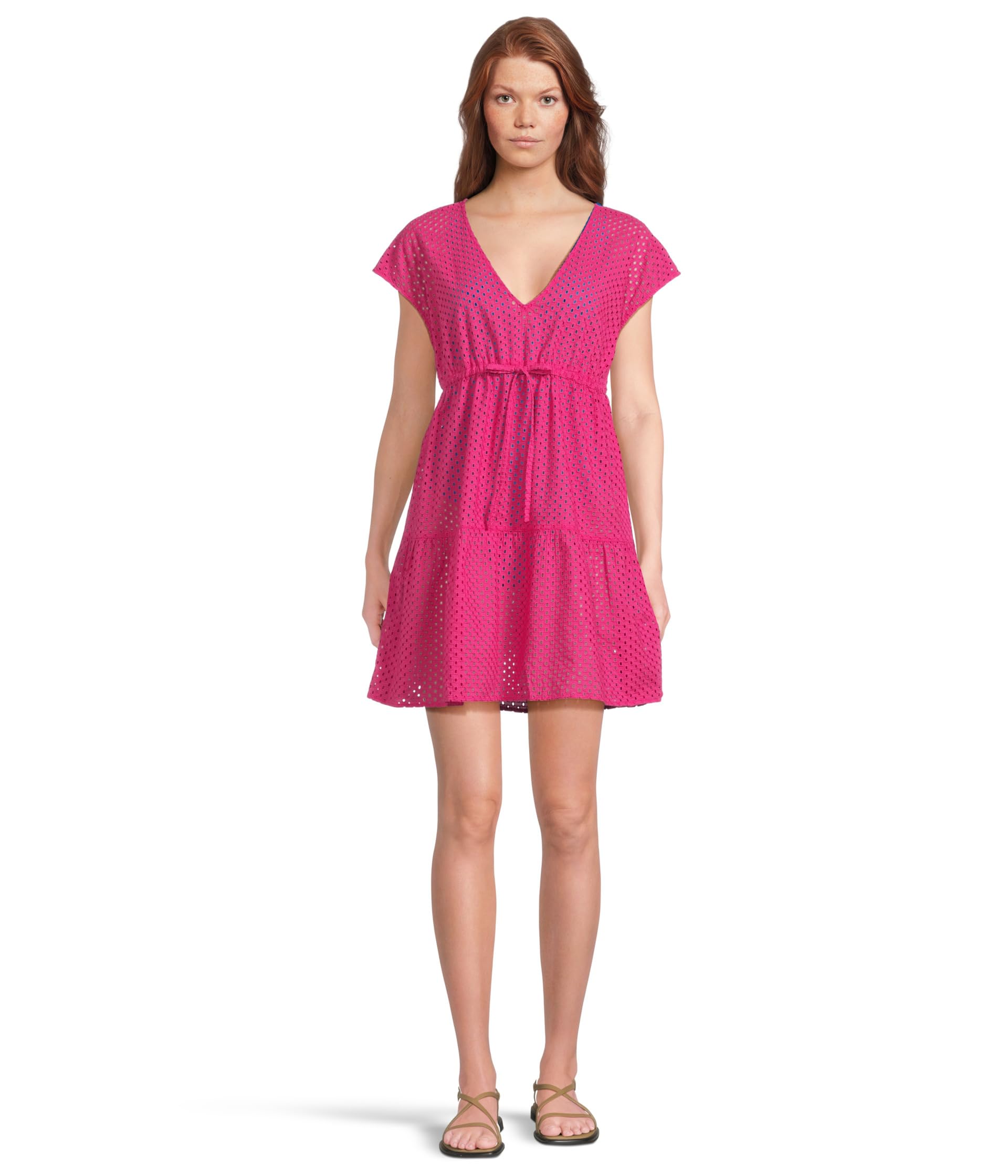 Eyelet Cove Vneck Short Dress