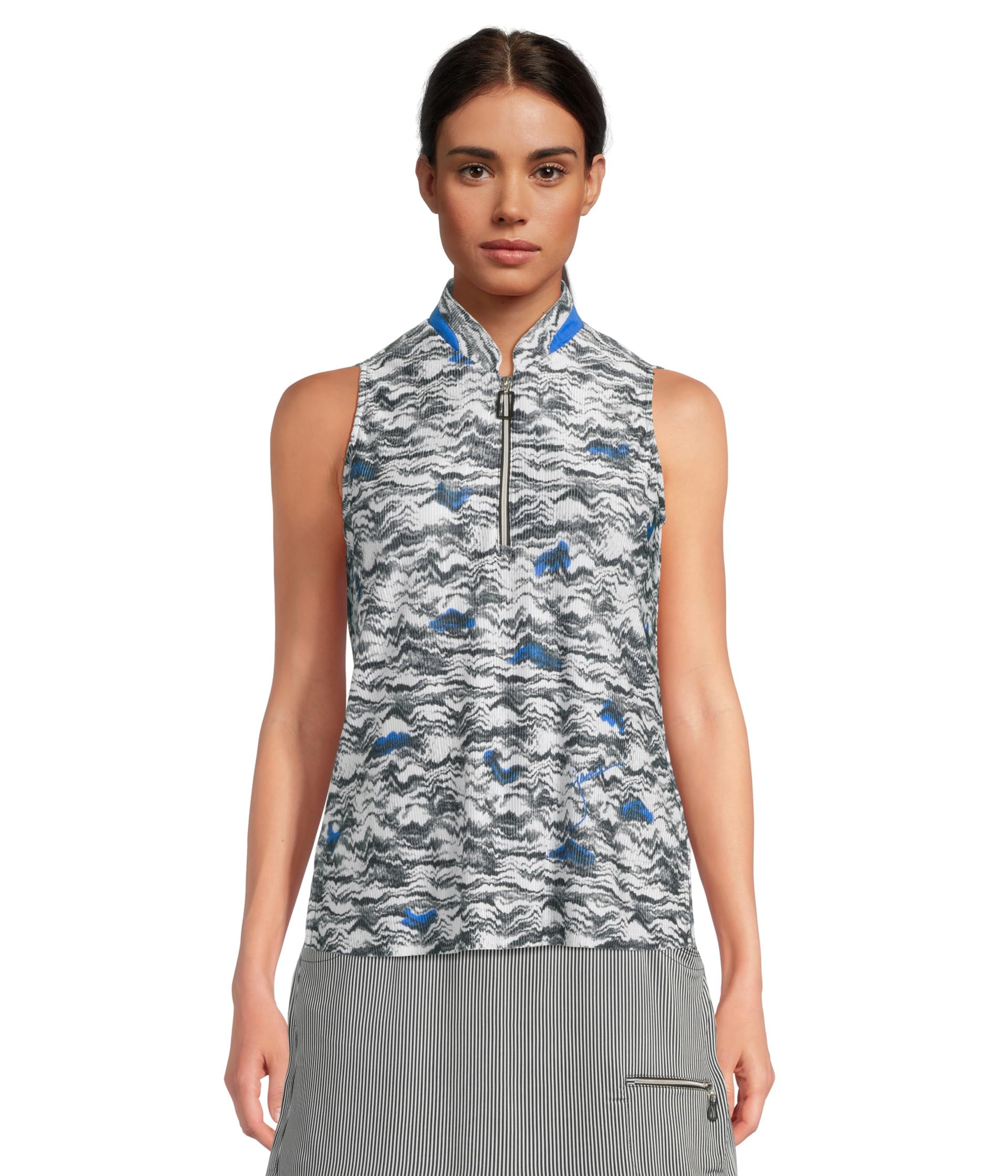 Jamie Sadock Wave Print Crunch Fabrication Sleeveless Top Женский