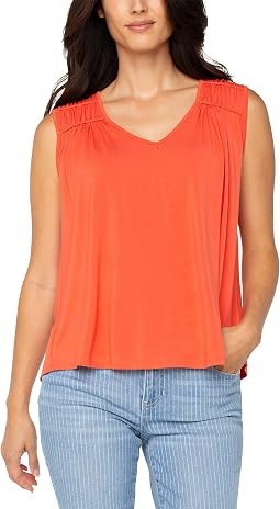 Sleeveless Shirred Detail Knit Top