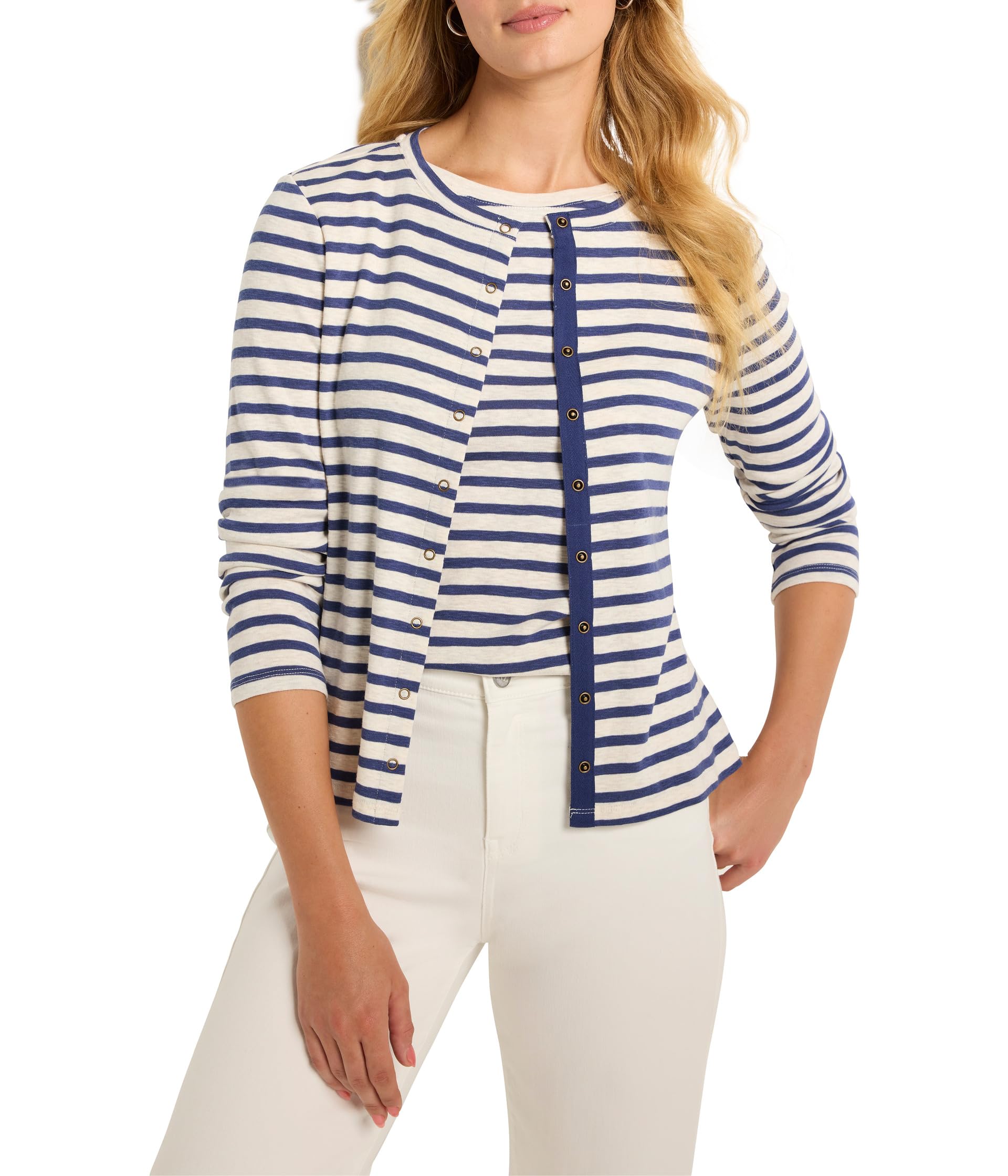 Striped Snap Front Cardigan