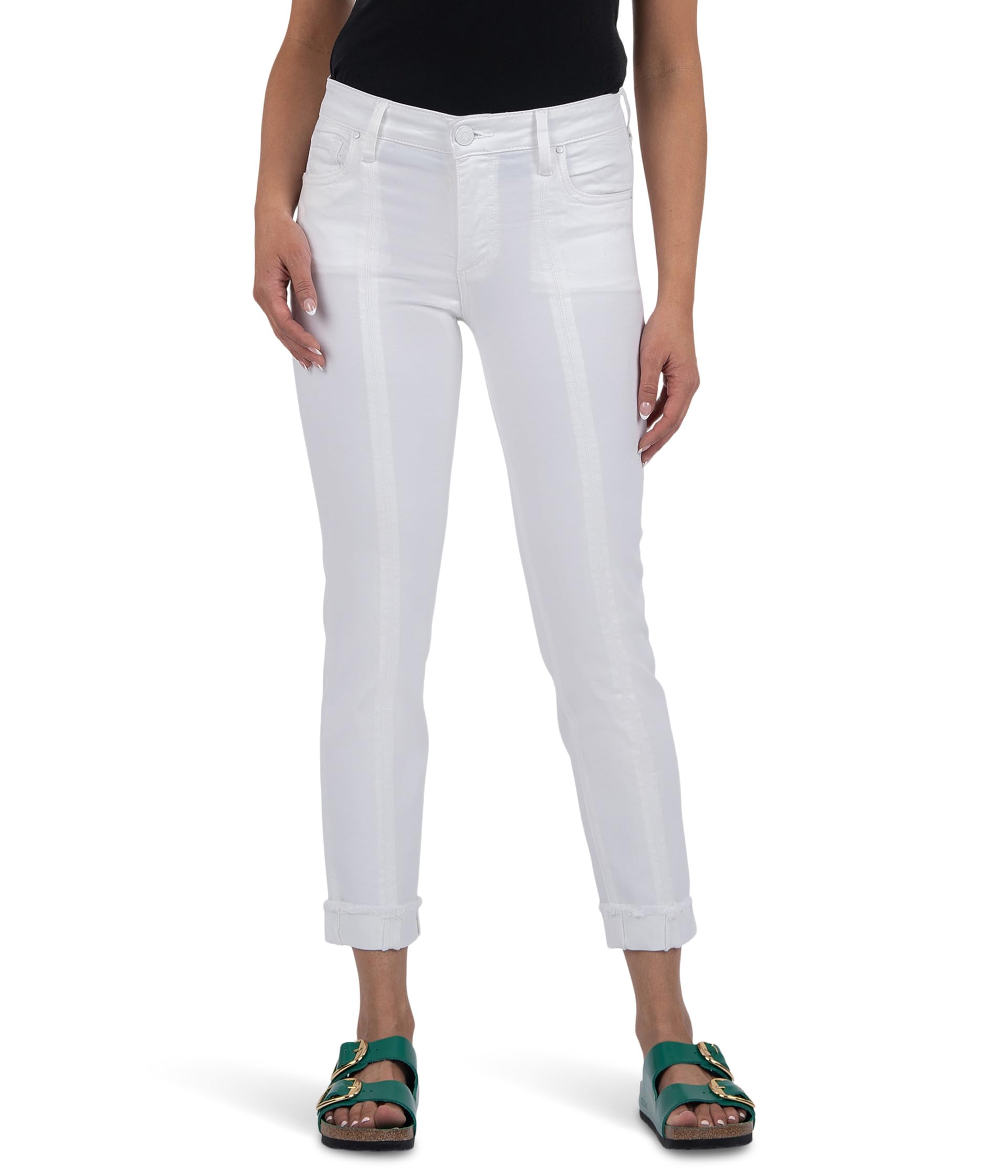 Amy Crop Straight Leg Roll Up Fray Princess Seam