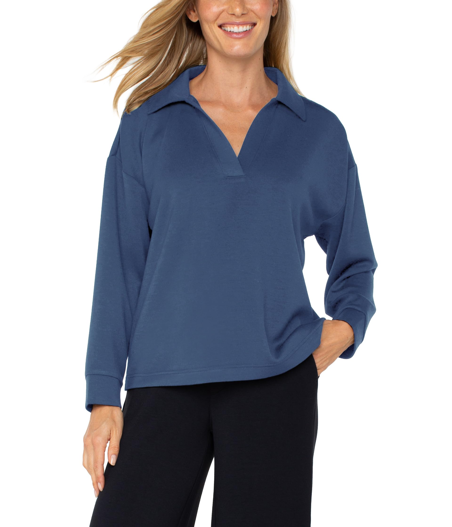 Plush Comfort Knit V-Neck Popover With Collar