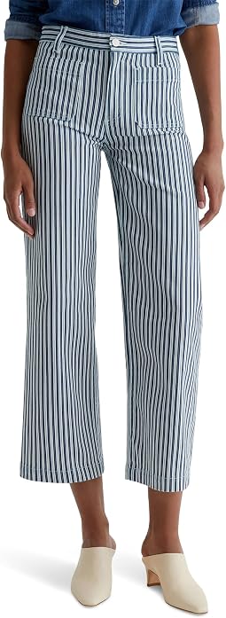 Kassie Mid-Rise Wide Leg Crop in Nordic Stripe Indigo Multi