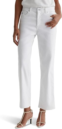 Женские джинсы AG Jeans Brinley Mid-Rise Straight Crop в цвете Gallery White