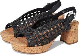 Black Embroidered Raffia/Cork Heel