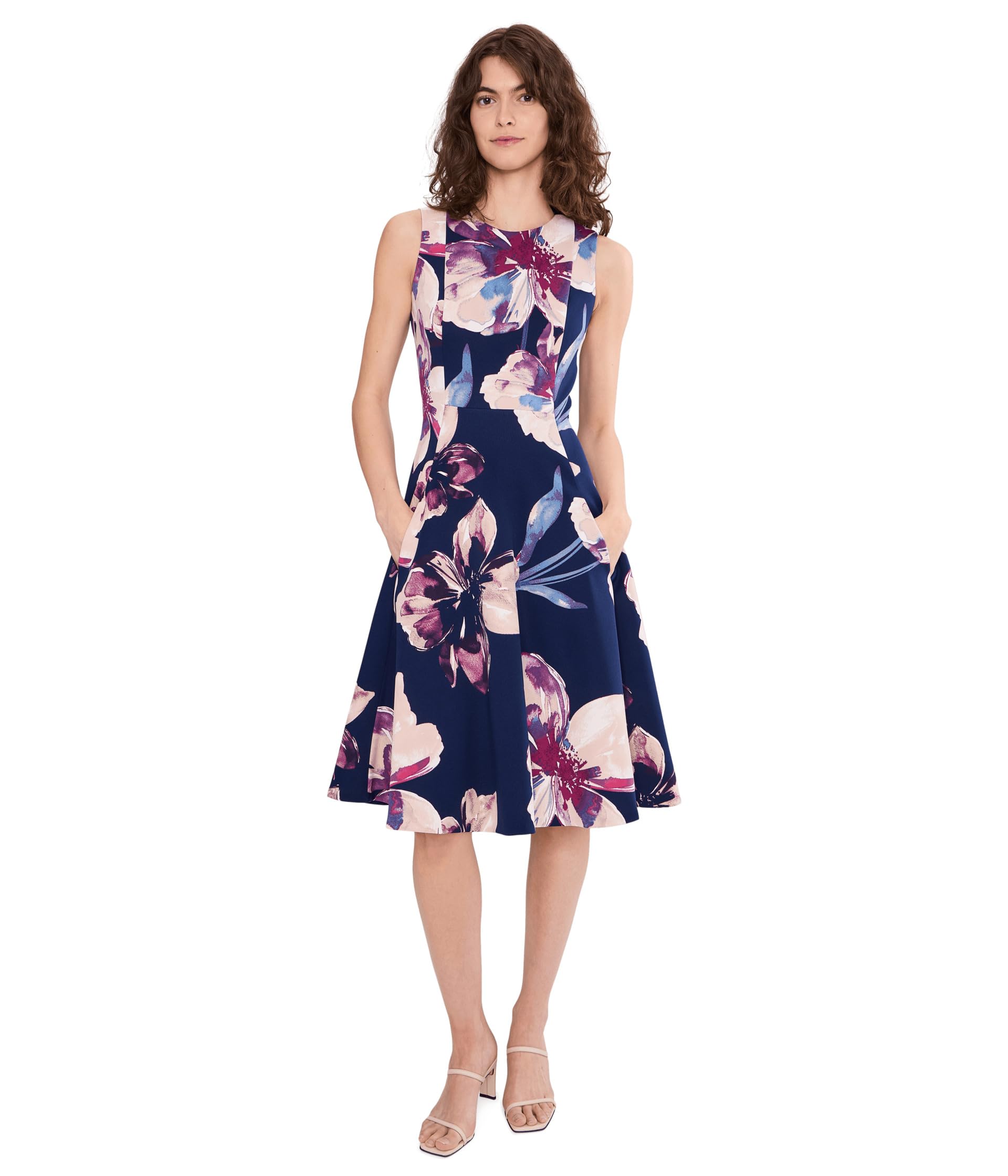Sleeveless Floral Fit And Flare