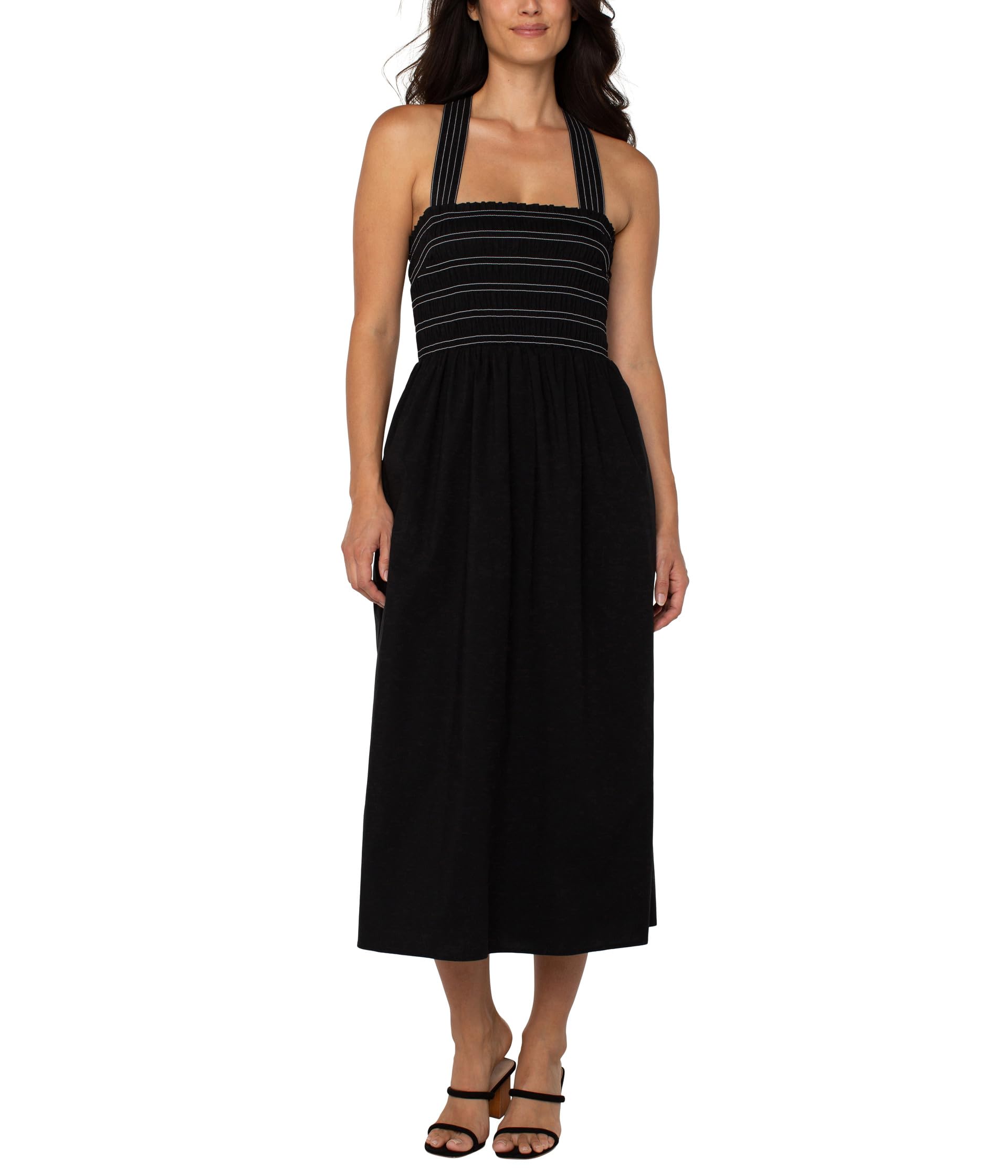Женское платье Liverpool Los Angeles Sleeveless Smocked Woven Midi With Trapunto Straps