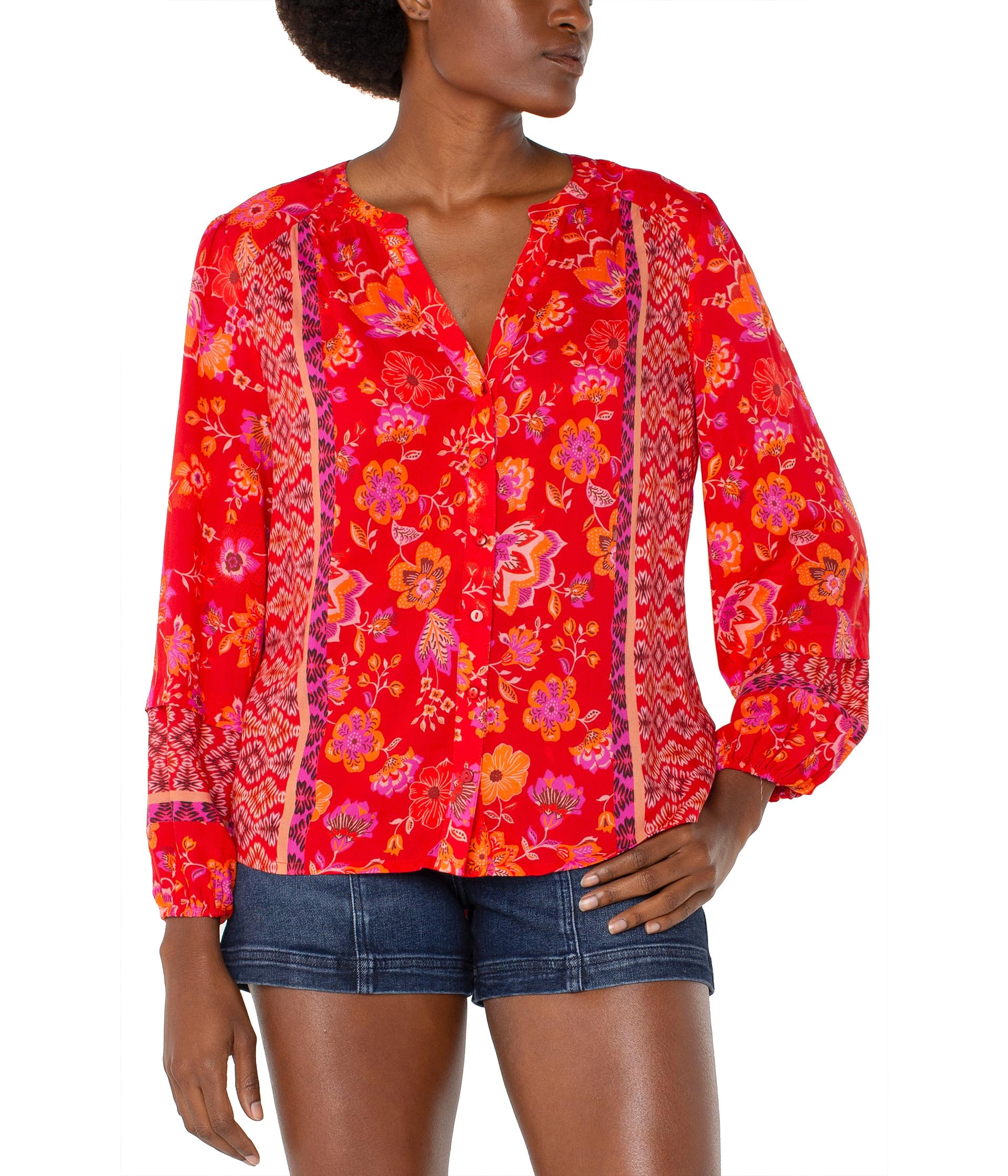 Блузка Petite Long Sleeve Button Front